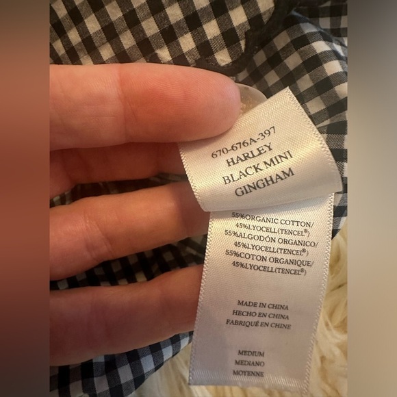 Rails Harley Shirt in Black & White Gingham w Flutter Sleeve - size Medium - EUC - Picture 11 of 16